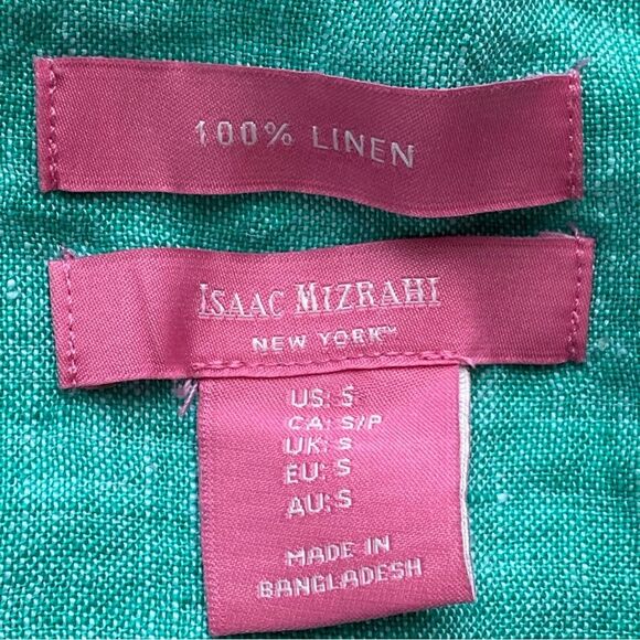 NWOT Isaac Mizrahi New York Teal Coastal Linen Top Size Small - Picture 7 of 11